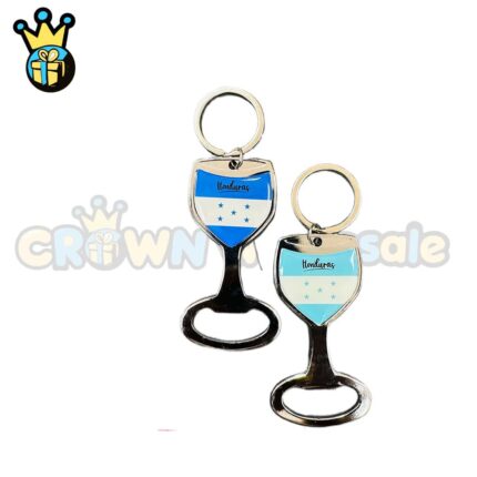 Honduras Flag Wine Glass Keychain with Bottle Opener - Pack of 12